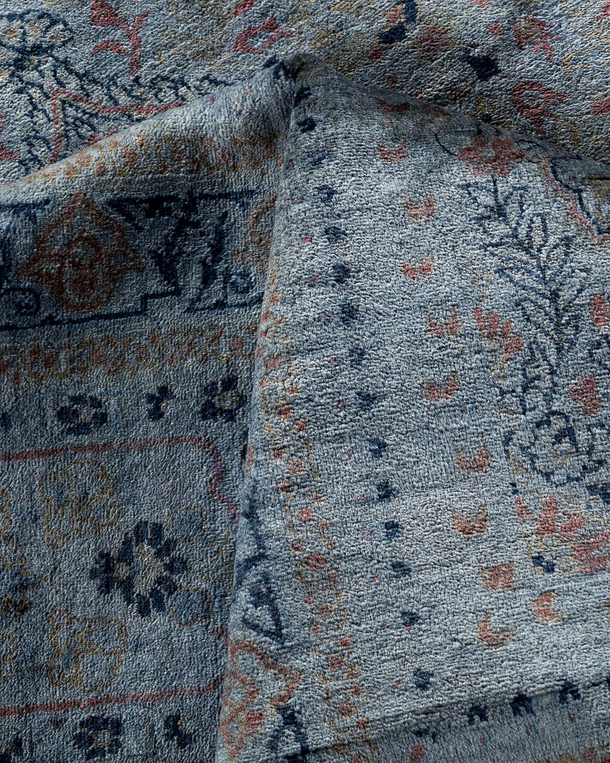 Contemporary Overdyed Hand Knotted Wool Gray Area Rug im Angebot 1