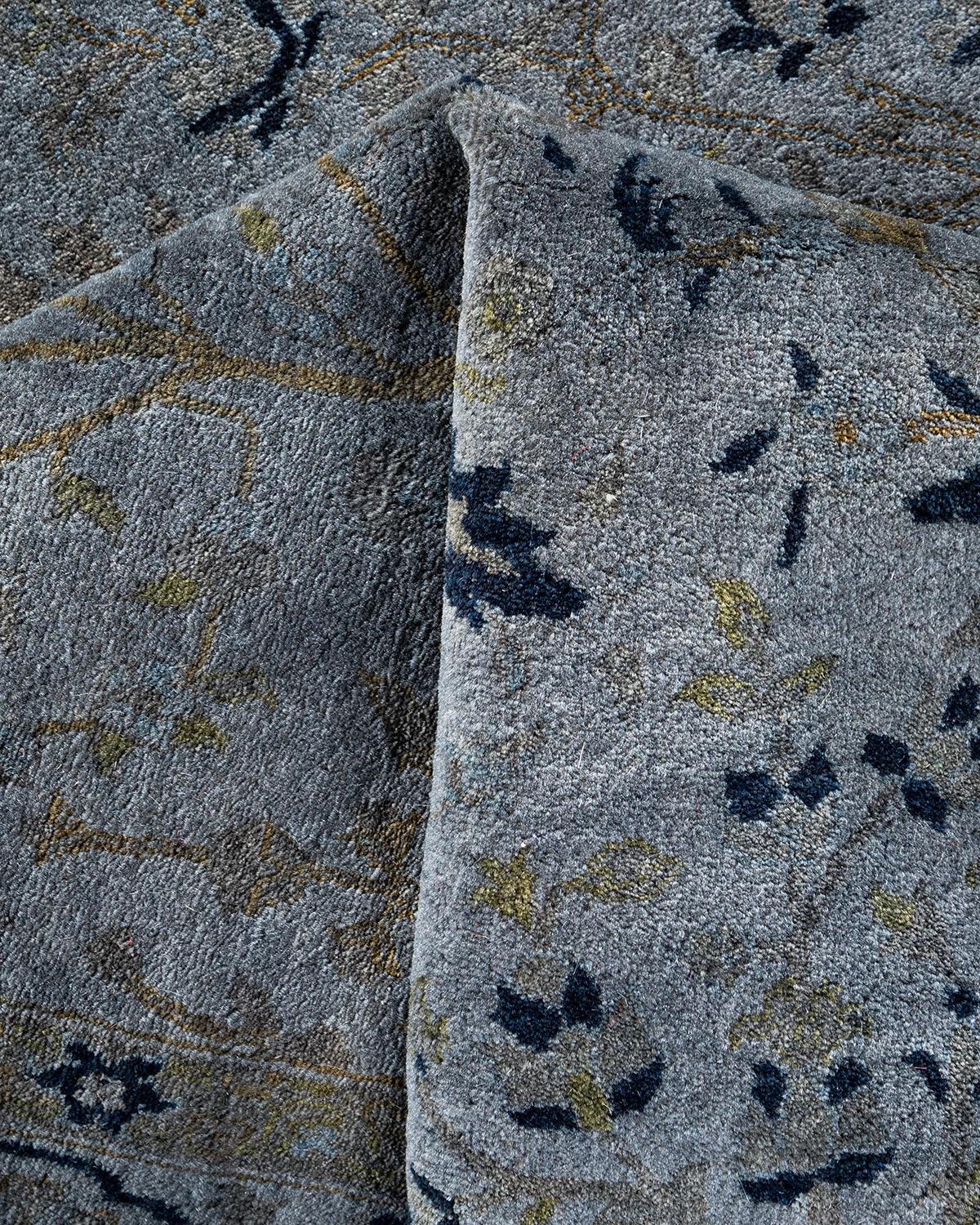 Contemporary Overdyed Hand Knotted Wool Gray Area Rug im Angebot 1