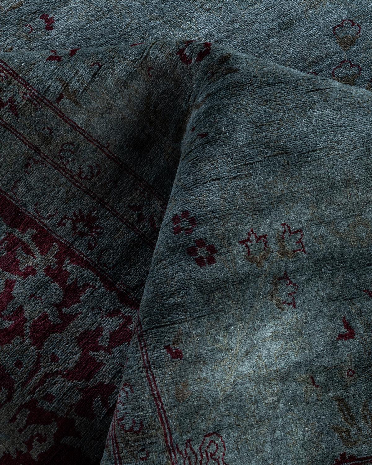 Contemporary Overdyed Hand Knotted Wool Gray Area Rugs (Tappeto di lana grigio) in vendita 1