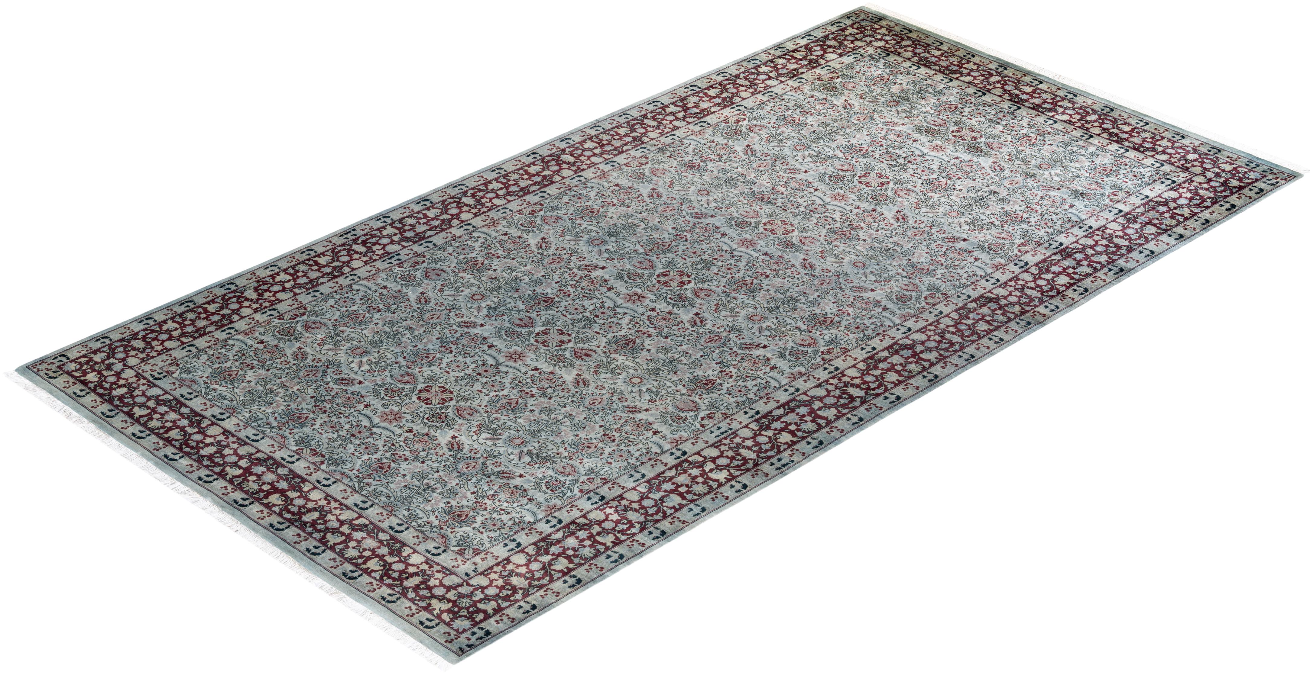 Contemporary Overdyed Hand Knotted Wool Gray Area Rug im Angebot 2