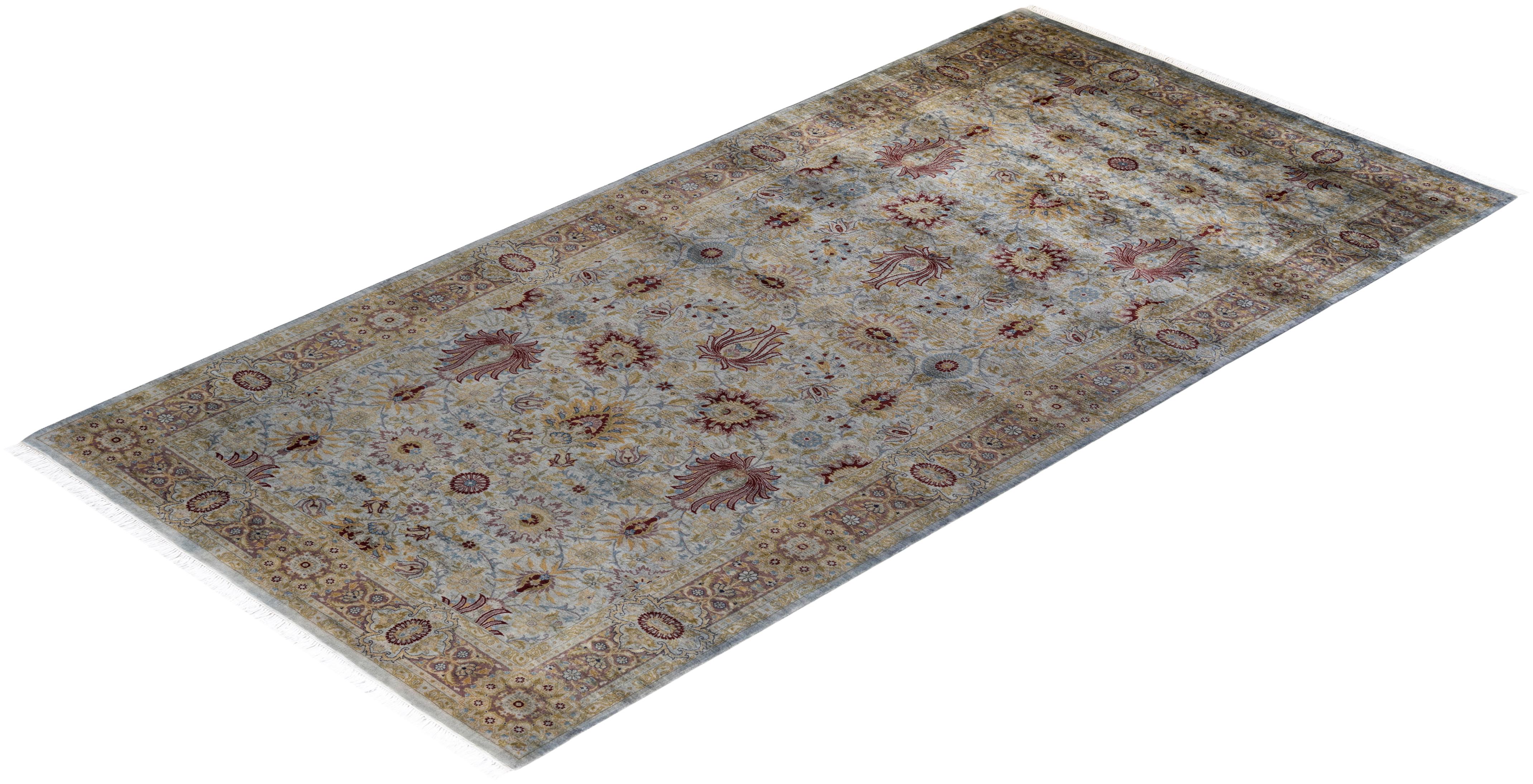 Contemporary Overdyed Hand Knotted Wool Gray Area Rugs (Tappeto di lana grigio) in vendita 2