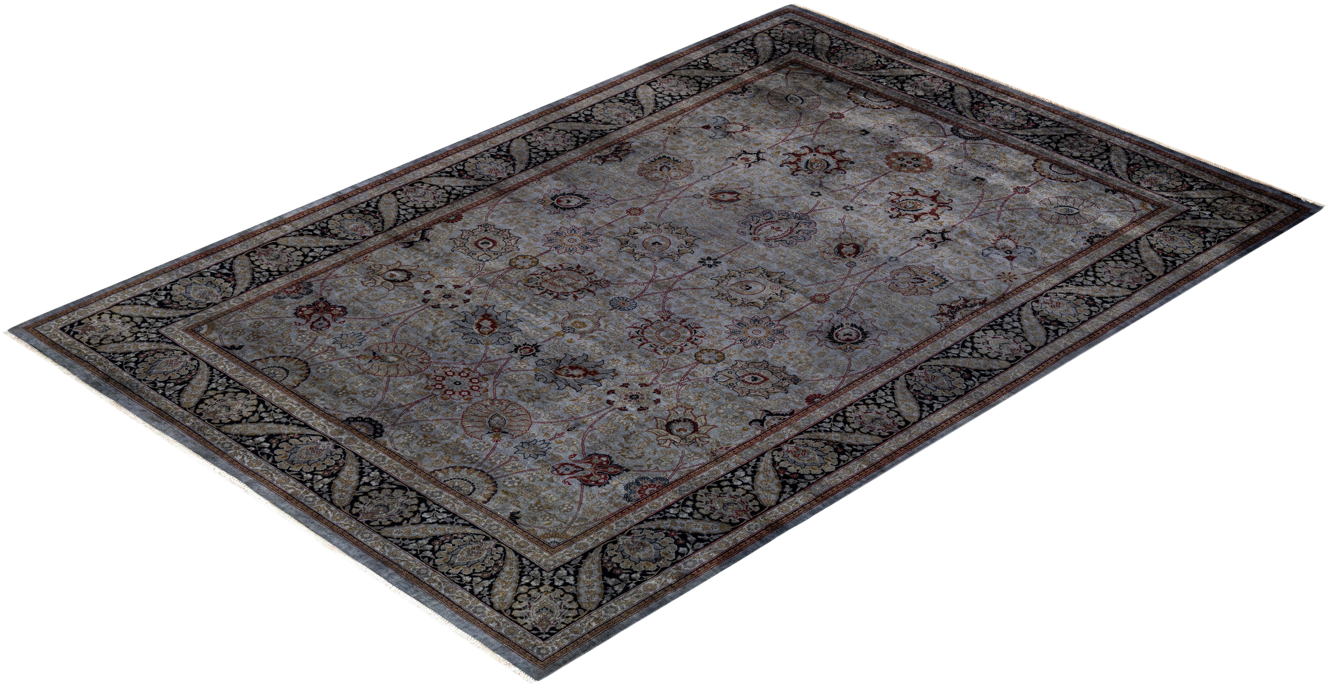 Contemporary Overdyed Hand Knotted Wool Gray Area Rugs (Tappeto di lana grigio) in vendita 2