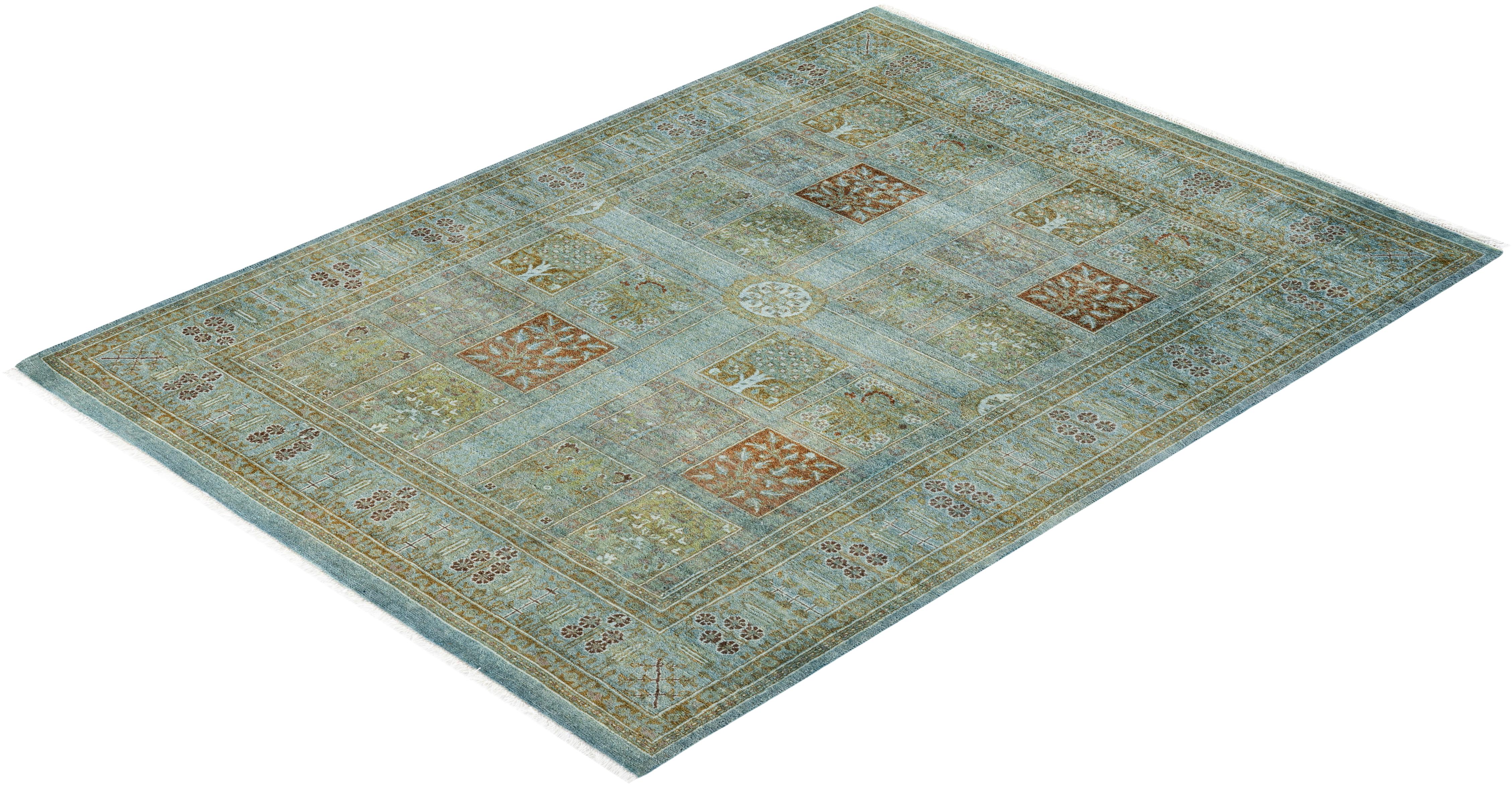 Contemporary Overdyed Hand Knotted Wool Gray Area Rug For Sale 4