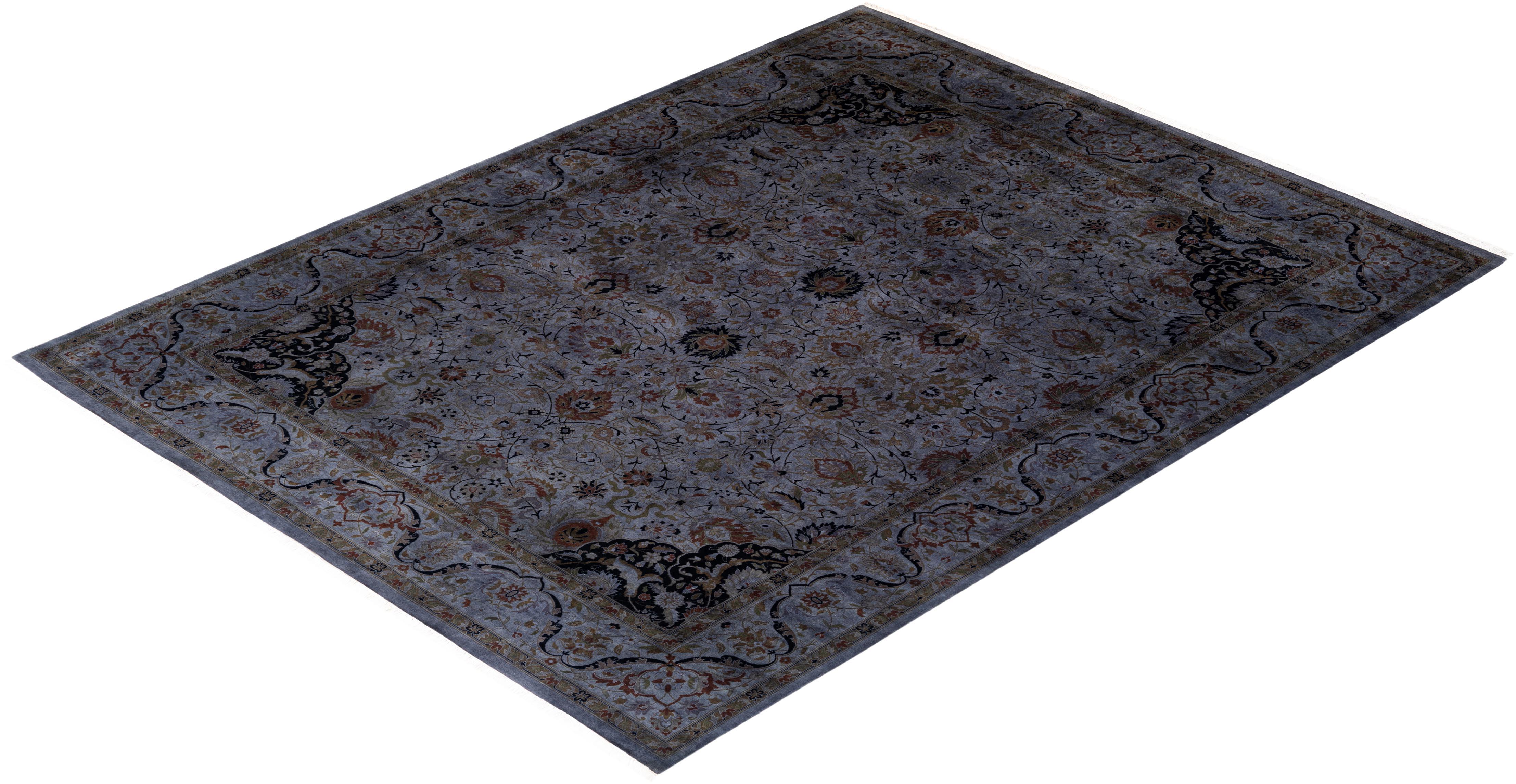 Contemporary Overdyed Hand Knotted Wool Gray Area Rugs (Tappeto di lana grigio) in vendita 2