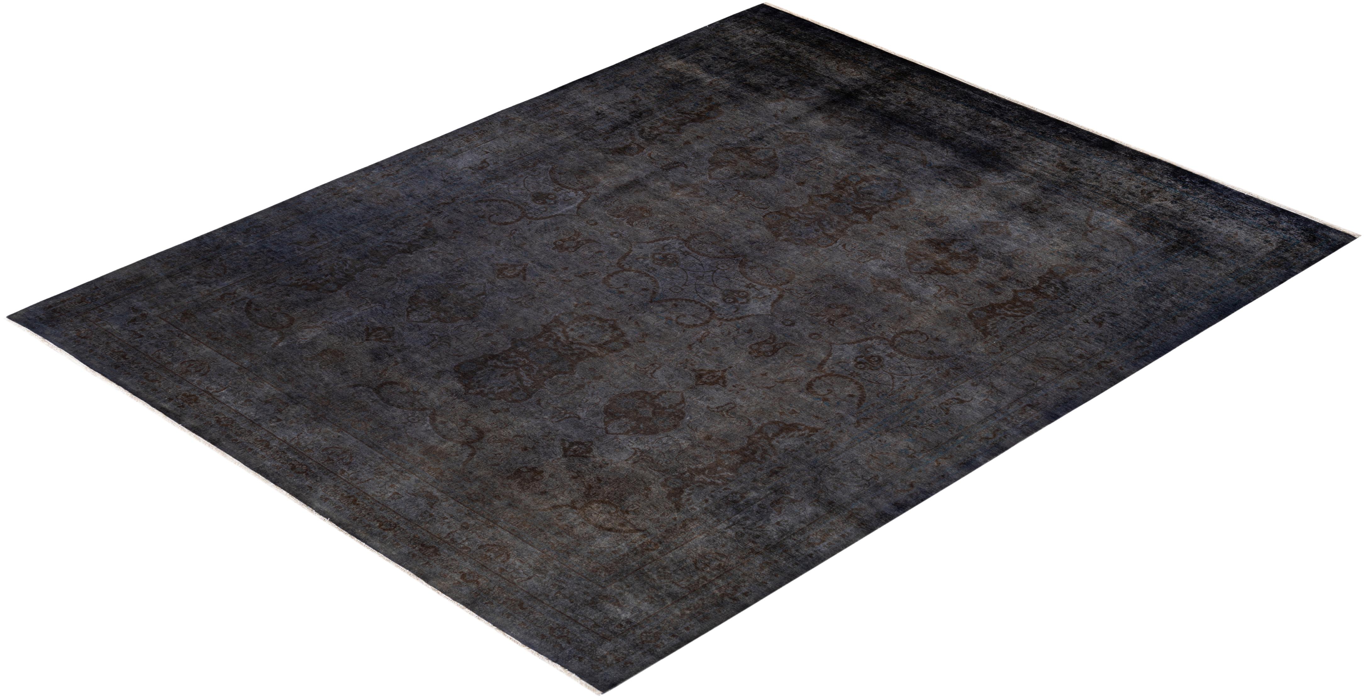 Contemporary Overdyed Hand Knotted Wool Gray Area Rugs (Tappeto di lana grigio) in vendita 2