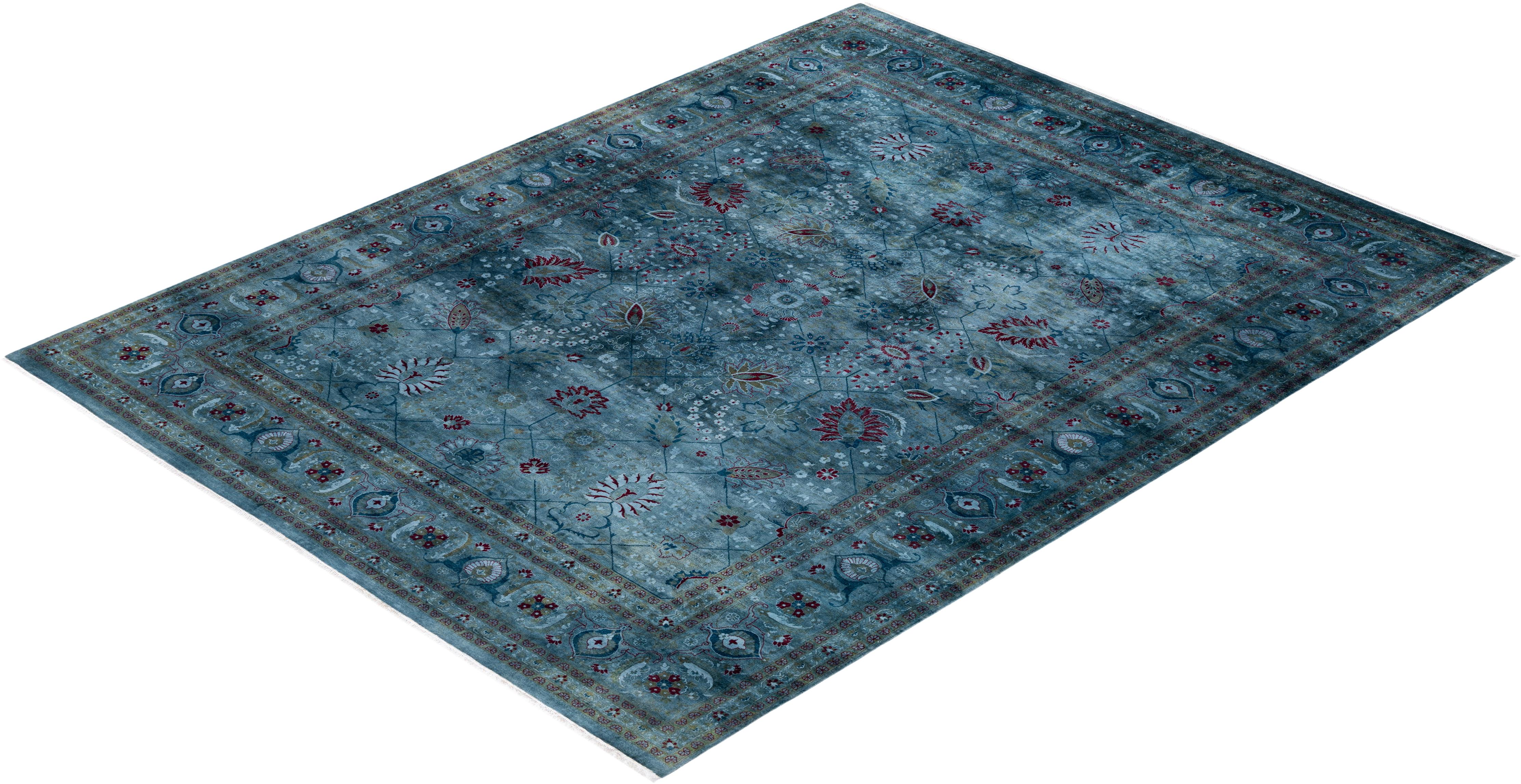 Contemporary Overdyed Hand Knotted Wool Gray Area Rugs (Tappeto di lana grigio) in vendita 2