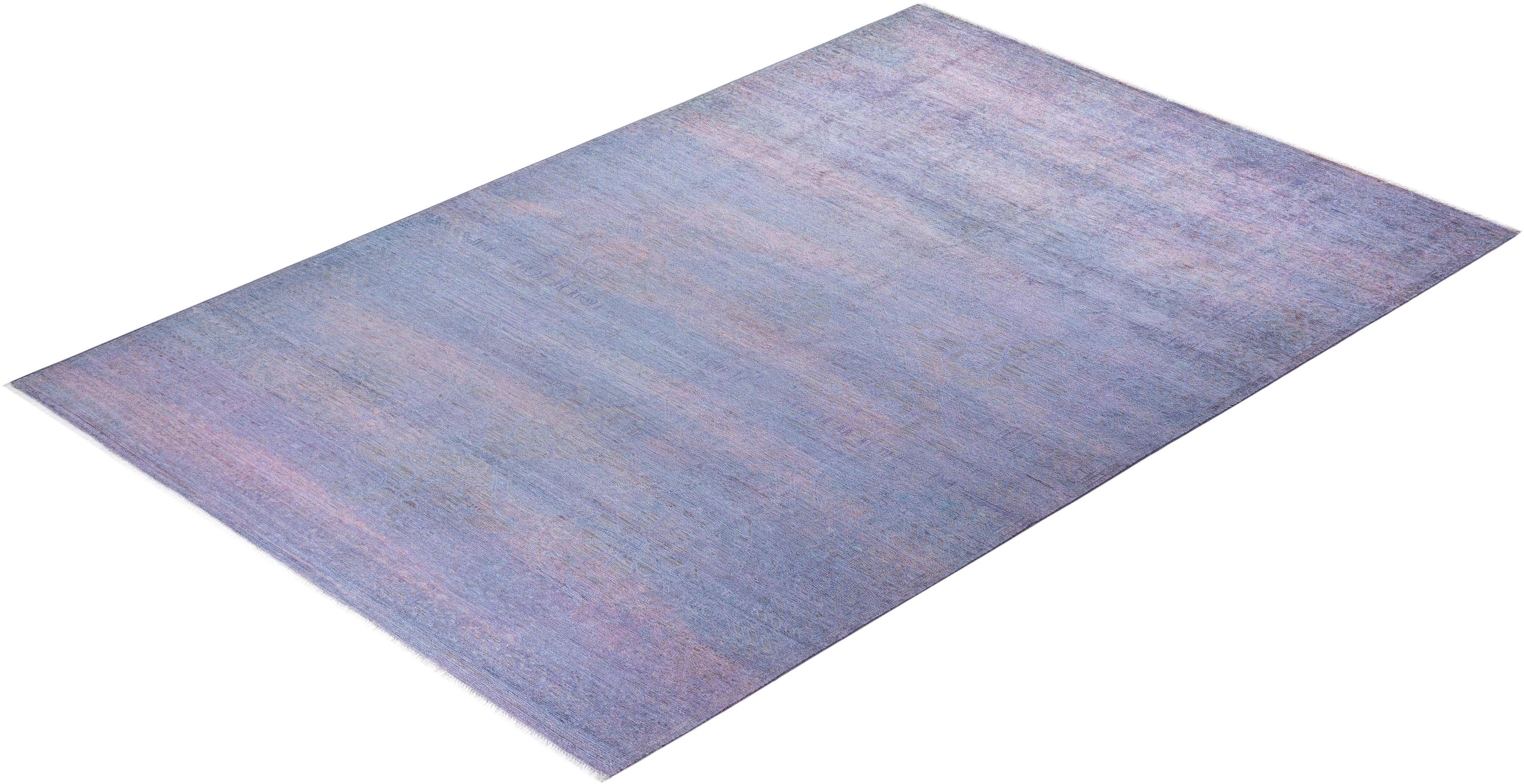 Contemporary Overdyed Hand Knotted Wool Gray Area Rugs (Tappeto di lana grigio) in vendita 2