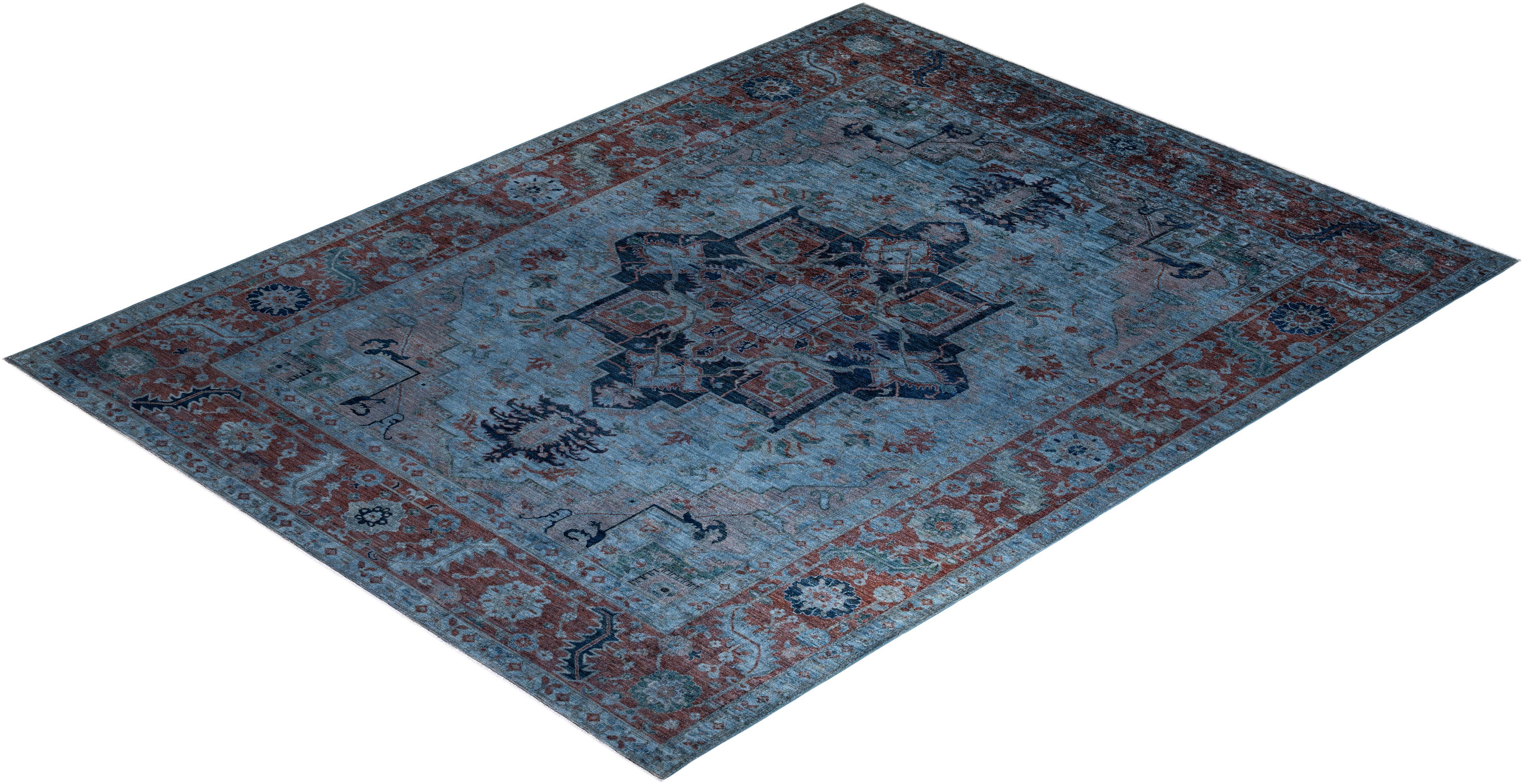 Contemporary Overdyed Hand Knotted Wool Gray Area Rug For Sale 4