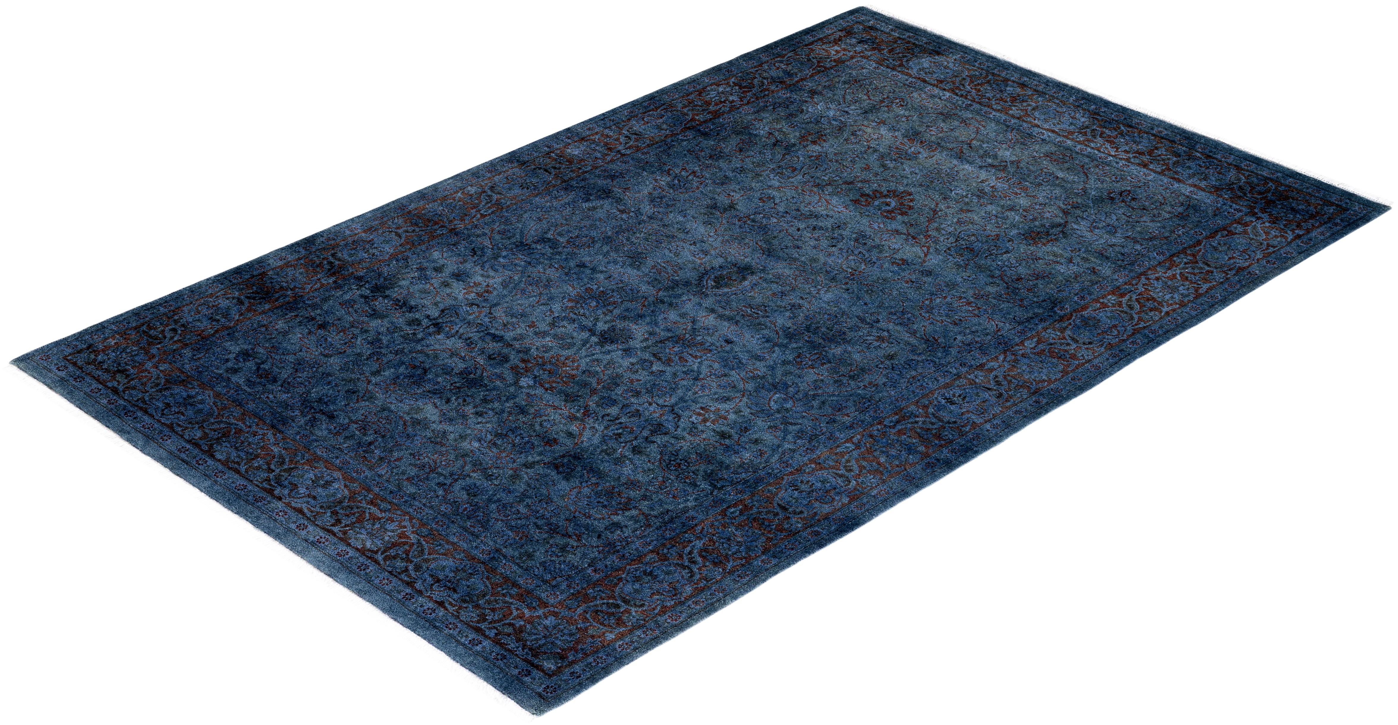 Contemporary Overdyed Hand Knotted Wool Gray Area Rug im Angebot 2