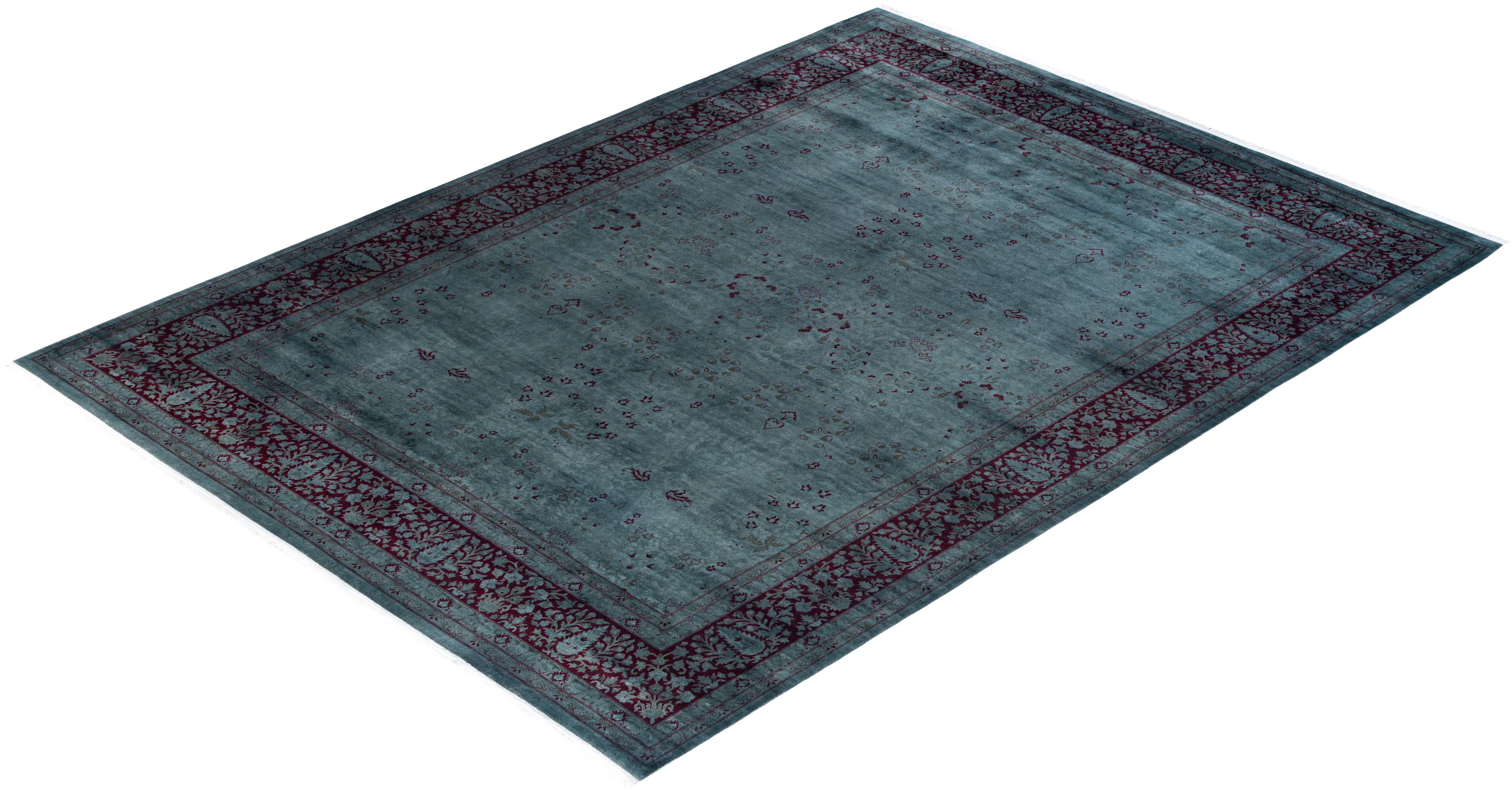Contemporary Overdyed Hand Knotted Wool Gray Area Rugs (Tappeto di lana grigio) in vendita 2