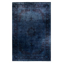 Contemporary Overdyed Hand Knotted Wool Gray Area Rug (Tapis de sol surdimensionné en laine grise nouée à la main)