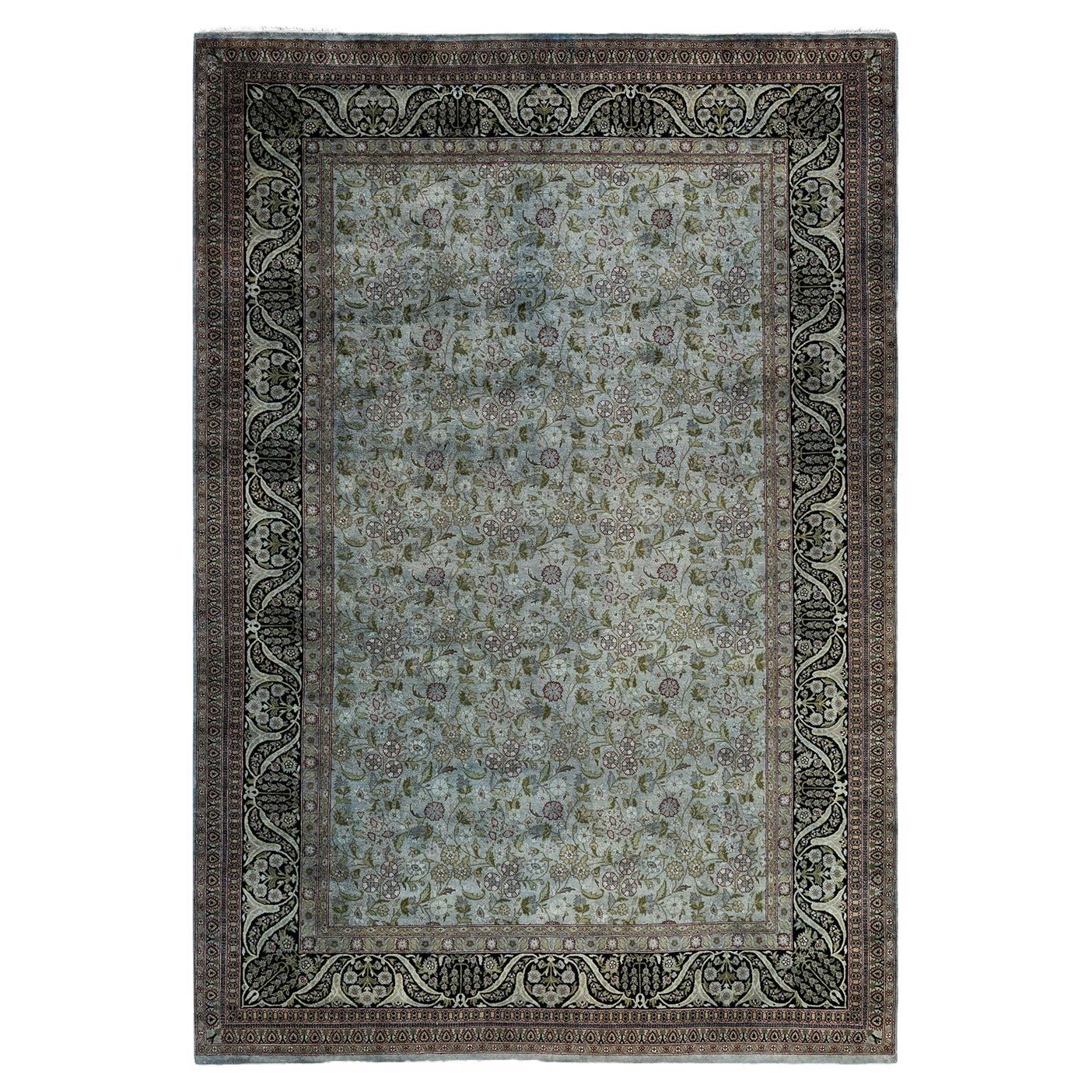 Contemporary Overdyed Hand Knotted Wool Gray Area Rug