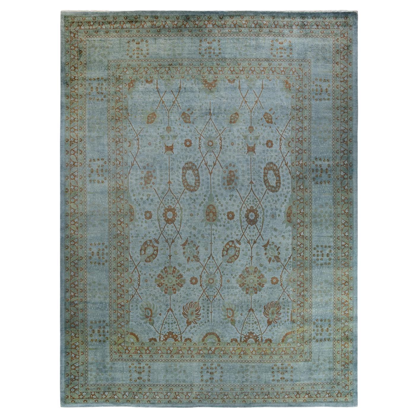 Contemporary Overdyed Hand Knotted Wool Gray Area Rug
