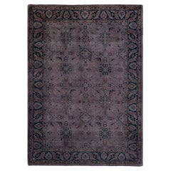 Contemporary Overdyed Hand Knotted Wool Gray Area Rug