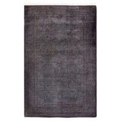 Contemporary Overdyed Hand Knotted Wool Gray Area Rug