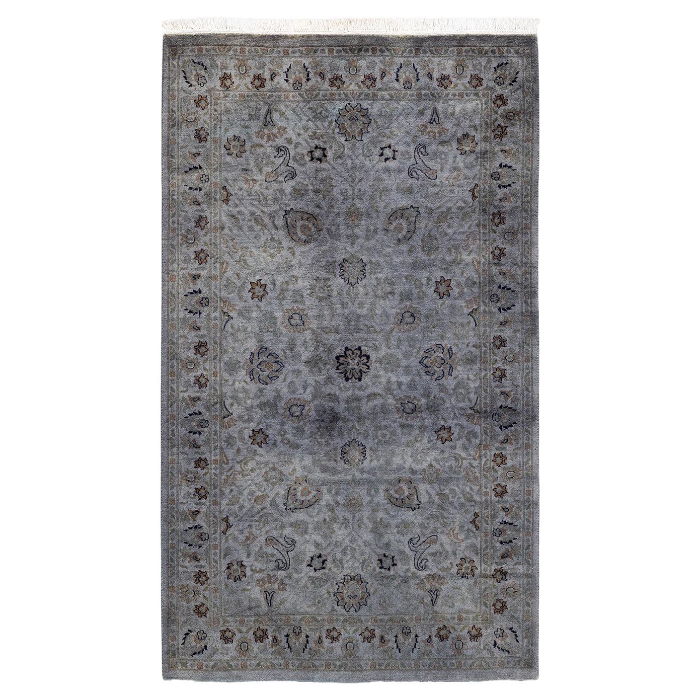 Contemporary Overdyed Hand Knotted Wool Gray Area Rug