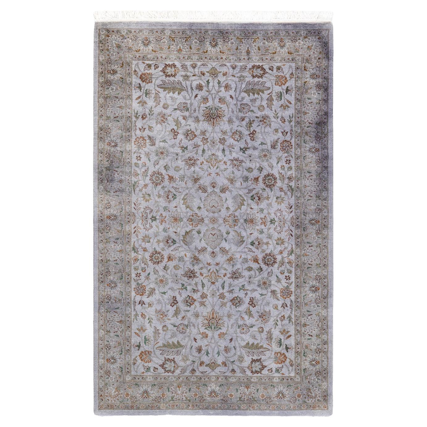 Contemporary Overdyed Hand Knotted Wool Gray Area Rug