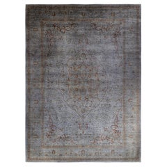 Contemporary Overdyed Hand Knotted Wool Gray Area Rug