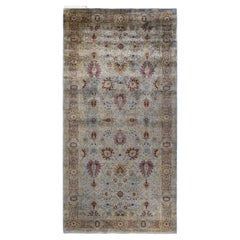 Contemporary Overdyed Hand Knotted Wool Gray Area Rug (Tapis de sol surdimensionné en laine grise nouée à la main)