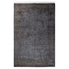 Contemporary Overdyed Hand Knotted Wool Gray Area Rug