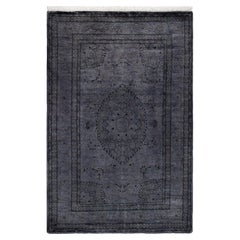 Contemporary Overdyed Hand Knotted Wool Gray Area Rug