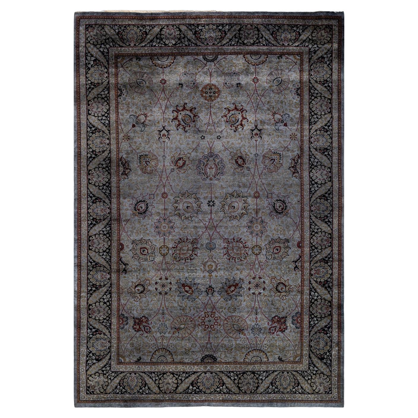 Contemporary Overdyed Hand Knotted Wool Gray Area Rug