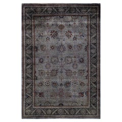 Contemporary Overdyed Hand Knotted Wool Gray Area Rug