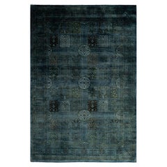 Contemporary Overdyed Hand Knotted Wool Gray Area Rug