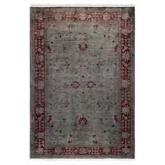 Contemporary Overdyed Hand Knotted Wool Gray Area Rug