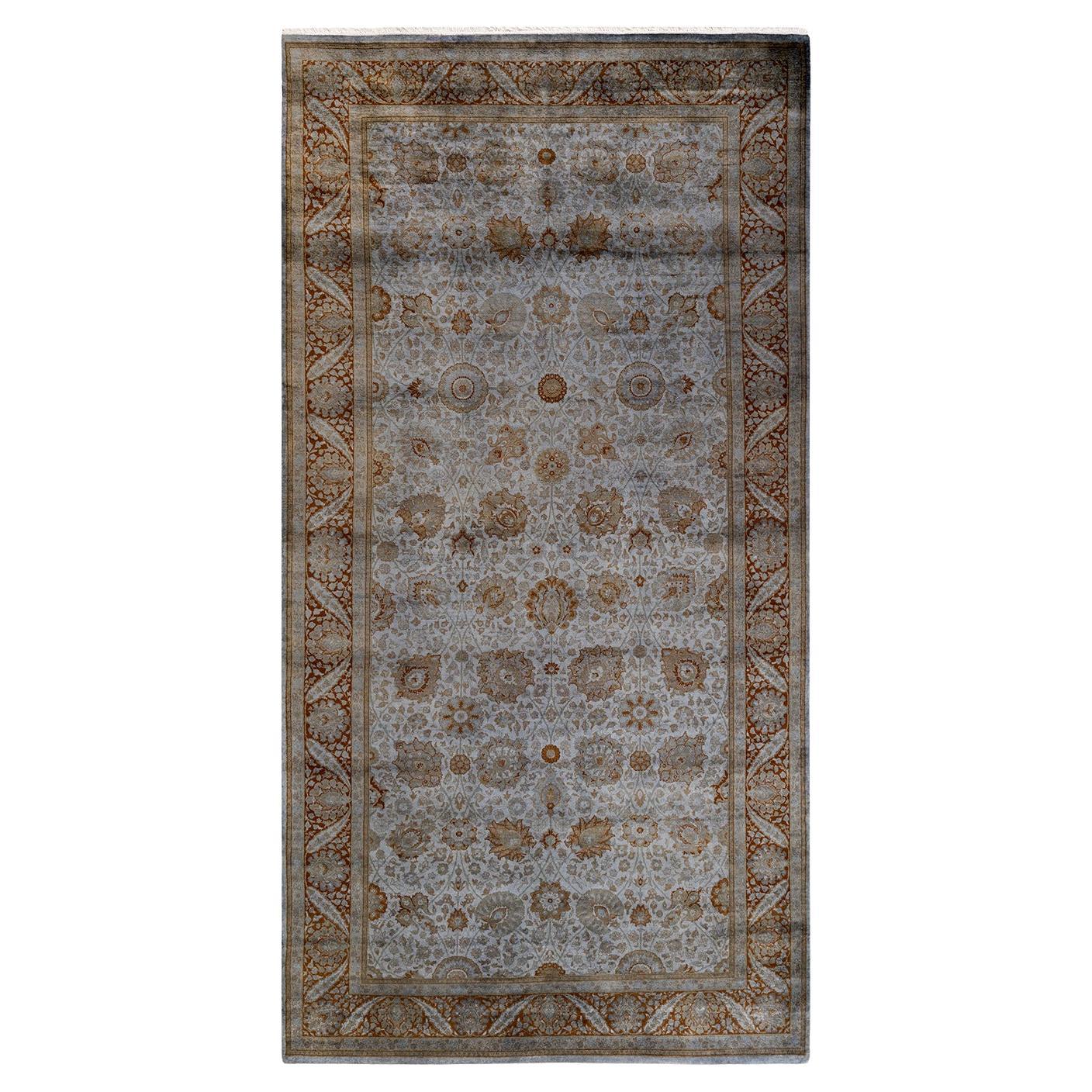 Contemporary Overdyed Hand Knotted Wool Gray Area Rug