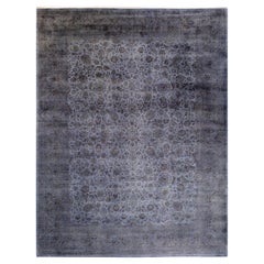 Contemporary Overdyed Hand Knotted Wool Gray Area Rug