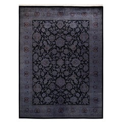 Contemporary Overdyed Hand Knotted Wool Gray Area Rug