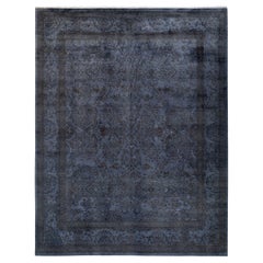 Contemporary Overdyed Hand Knotted Wool Gray Area Rug