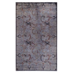 Contemporary Overdyed Hand Knotted Wool Gray Area Rug