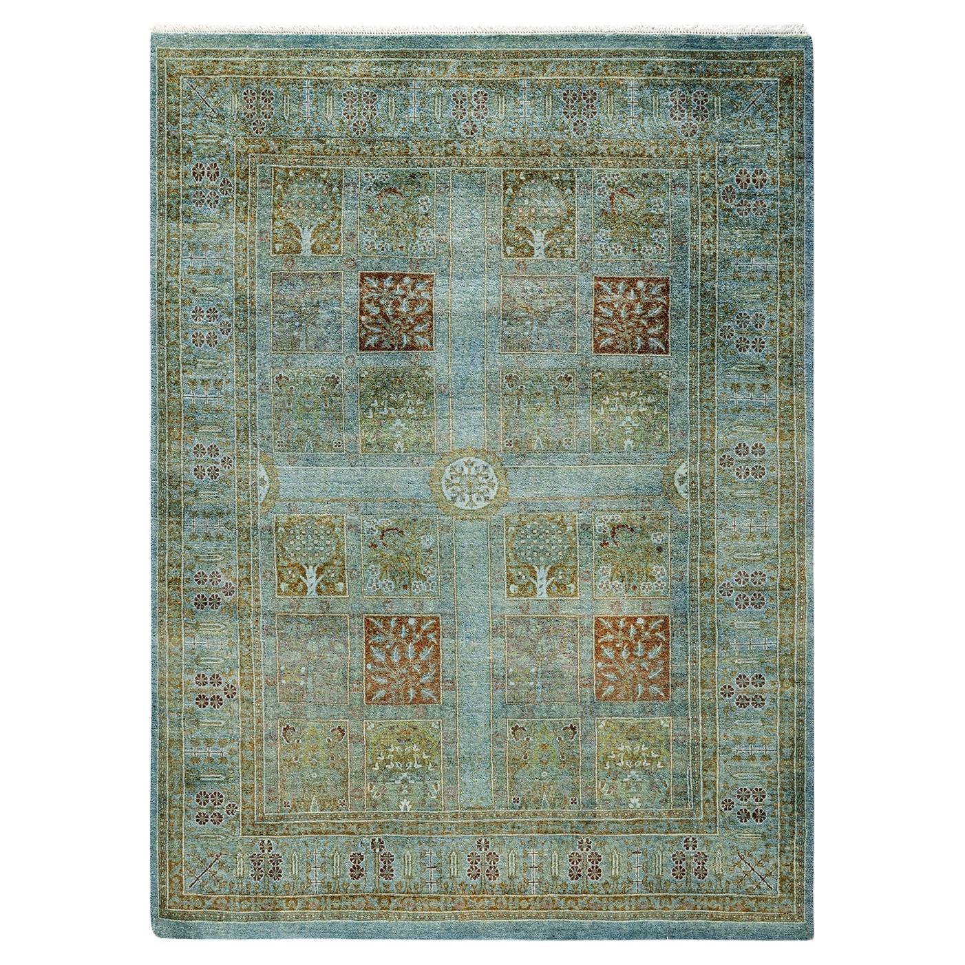 Contemporary Overdyed Hand Knotted Wool Gray Area Rug (Tapis de sol surdimensionné en laine grise nouée à la main)