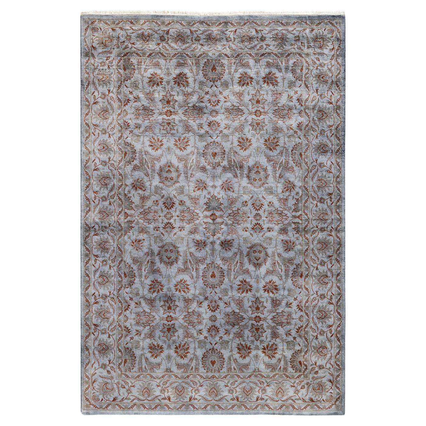 Contemporary Overdyed Hand Knotted Wool Gray Area Rug