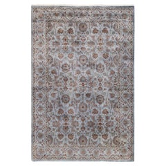 Contemporary Overdyed Hand Knotted Wool Gray Area Rug