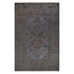 Contemporary Overdyed Hand Knotted Wool Gray Area Rug