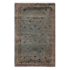 Contemporary Overdyed Hand Knotted Wool Gray Area Rug (Tapis de sol surdimensionné en laine grise nouée à la main)