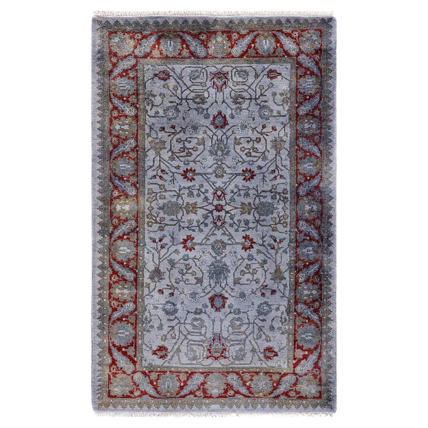 Contemporary Overdyed Hand Knotted Wool Gray Area Rug