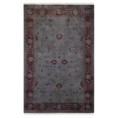 Contemporary Overdyed Hand Knotted Wool Gray Area Rug