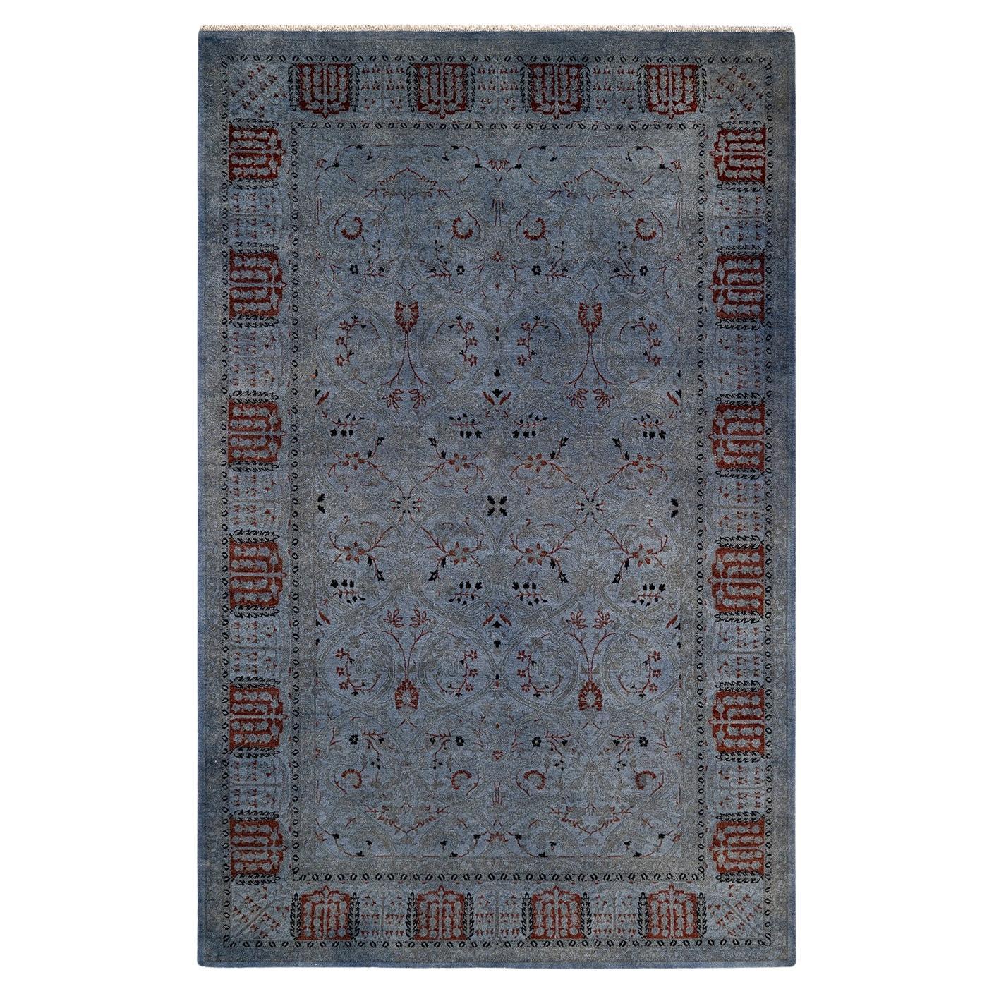 Contemporary Overdyed Hand Knotted Wool Gray Area Rug (Tapis de sol surdimensionné en laine grise nouée à la main) en vente
