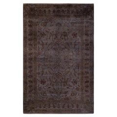 Contemporary Overdyed Hand Knotted Wool Gray Area Rug