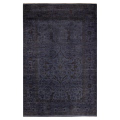 Contemporary Overdyed Hand Knotted Wool Gray Area Rug