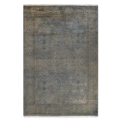 Contemporary Overdyed Hand Knotted Wool Gray Area Rug