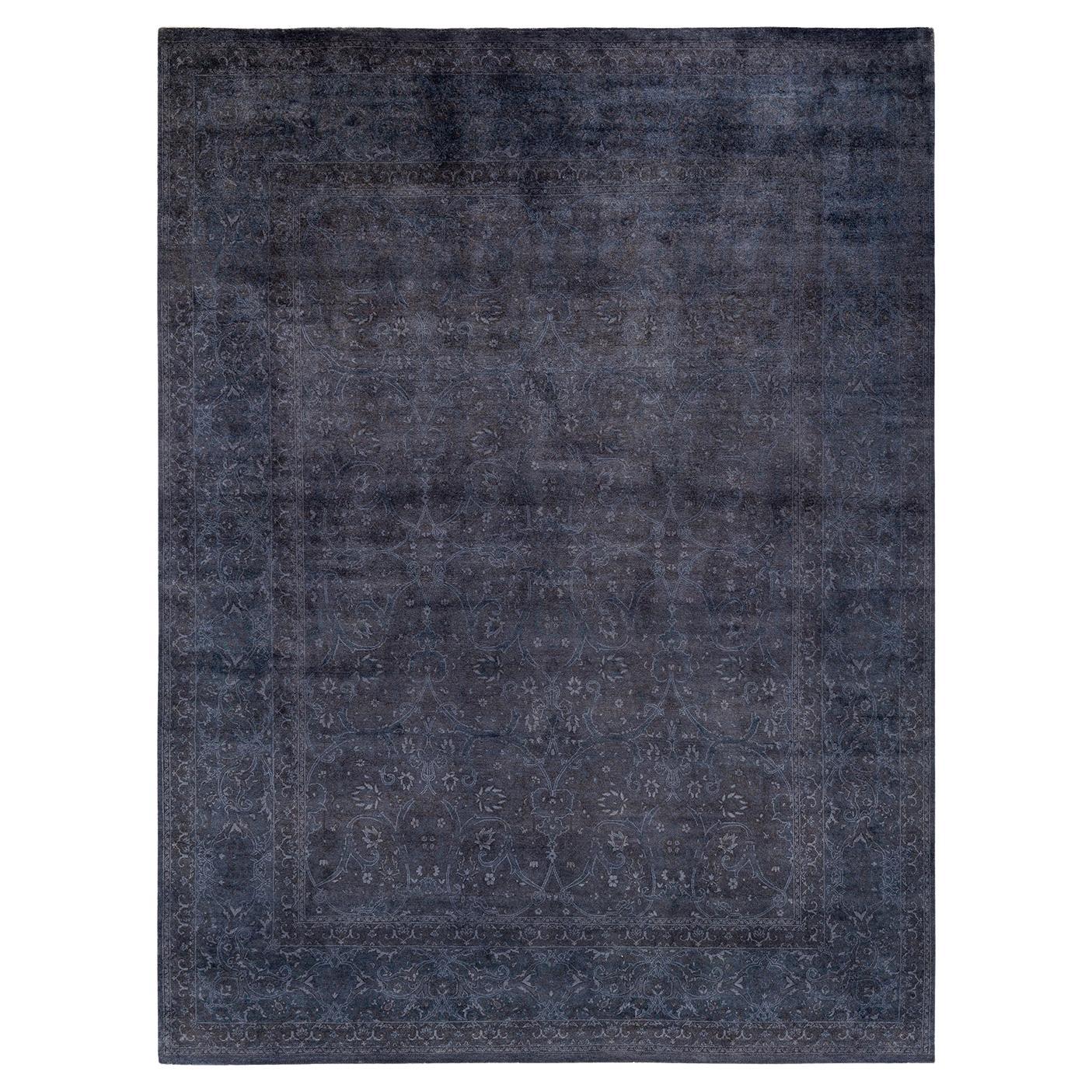 Contemporary Overdyed Hand Knotted Wool Gray Area Rug