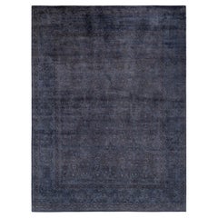 Contemporary Overdyed Hand Knotted Wool Gray Area Rug
