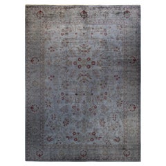 Contemporary Overdyed Hand Knotted Wool Gray Area Rug