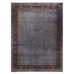 Contemporary Overdyed Hand Knotted Wool Gray Area Rug