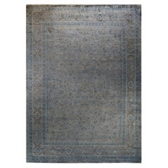 Contemporary Overdyed Hand Knotted Wool Gray Area Rug (Tapis de sol surdimensionné en laine grise nouée à la main)